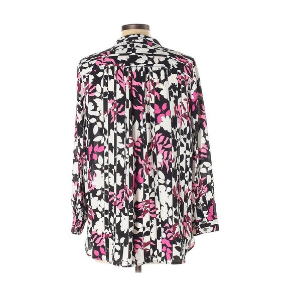 VINCE CAMUTO Shadow Floral High Low Button Down Blouse sz L Petite Women's Top - Picture 8 of 8